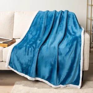Sherpa Fleece Throw Blanket for Couch, Teal Blue, Plush Soft Fuzzy Sofa Blanket, - Picture 1 of 10