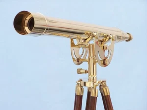 Telescope Floor Standing Brass Anchormaster 39" Telescope With Wooden Tripod - Picture 1 of 5