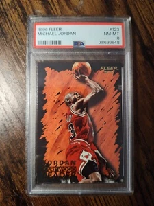 Fleer Michael Jordan 1996 #123 PSA 8 madera dura Leader Bulls - Imagen 1 de 2