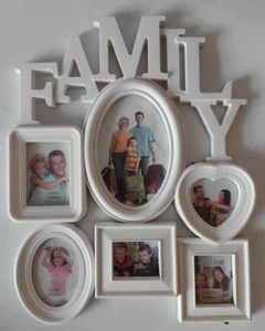 White Plastic Family Special multi Picture Frame Size 15×12×0.7 Inches - Picture 1 of 3