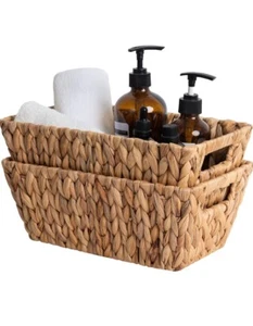 Wicker storage baskets two pack. 2 new wicker storage bins. Organization baskets - Picture 1 of 7
