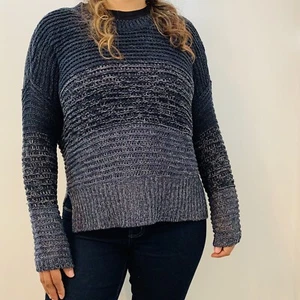 Francesca’s Quinn Crochet Chunky Sweater Size S/M Colorblock Oversized Blue NWT! - Picture 1 of 10