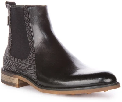 JUSTINREESS ENGLAND Tweed Tacón Cuero Chelsea Botas de Tirar Negro Hombre Ru 6 - - Imagen 1 de 4
