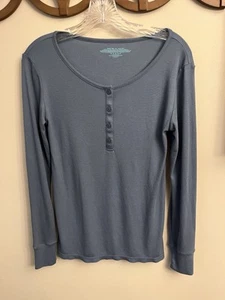 Tommy John Women’s Lounge Henley Top Size Small Blue Pajamas Loungewear - Picture 1 of 3