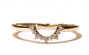 NUEVO ANILLO DE BODAS DE DIAMANTES DE 0,11 quilates contorno curvo de oro amarillo de 14k 1,7 g VS1 G - Imagen 1 de 8