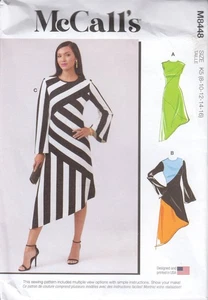 Sewing Pattern McCall's 8448 Asymmetric Knit Dress with Sleeve Variations - Picture 1 of 1