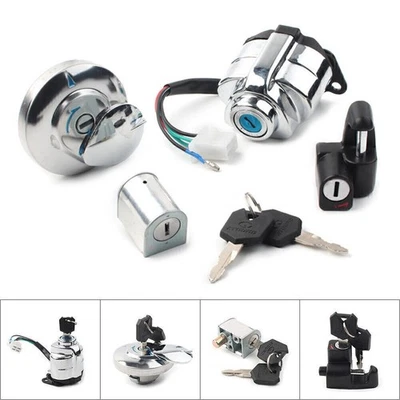 Ignition Switch Fuel Gas Cap Seat Helmet Lock Set For Honda VTX1300R W/ 2x Keys Foto 1 de 4