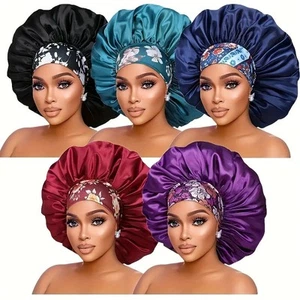 Satin Sleep Caps for Women – Soft, Breathable Hair Bonnets with Stretchy Wide - Picture 1 of 12