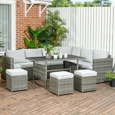 Outsunny Wicker Furniture Set, Cushioned Sofa Seat w/ Storage Function - Image 1 of 4