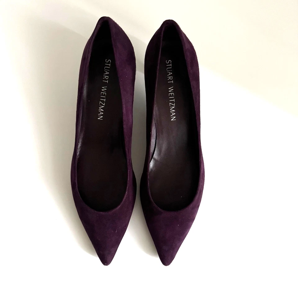 Bomba Stuart Weitzman Poco Gamuza Berenjena Gatito Talla 8 Foto 1 de 4