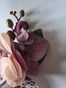 hair flower 50s Rockabilly Fashion Inspired Vintage Purple Orchids Skull - Picture 1 of 4