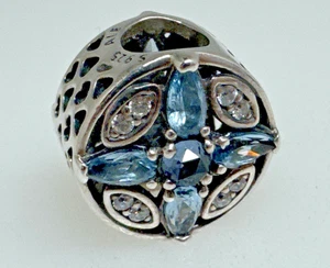 Pandora Moments Muster von Frostblau und Klar CZ Sterlingsilber Charm - Bild 1 von 6