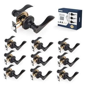 Wave Style Door Lever Door Handle Wholesale 10 Pack Oil Rubbed Bronze Passage - Picture 1 of 7