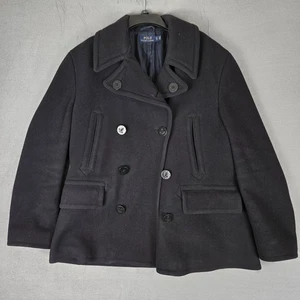 Polo Ralph Lauren Peacoat Mens XL Wool Double Breasted Jacket Navy Blue Nautical - Picture 1 of 9