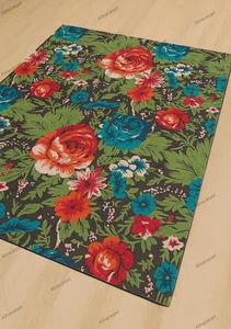 Hand-Tufted Loop Payal Floral Area Rug - Colorful Pattern with Red, Blue & Green - Picture 1 of 6