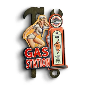 Placa de chapa gasolinera en relieve gasolinera aspecto usado 60x40x5cm - Imagen 1 de 3