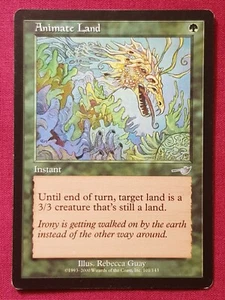 Magic The Gathering NEMESIS ANIMATE LAND green card MTG - Picture 1 of 2