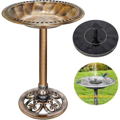 Comedero para baños de aves de jardín al aire libre de 28 pulgadas y conjunto de fuente redonda para estanque con energía solar Foto 1 de 4