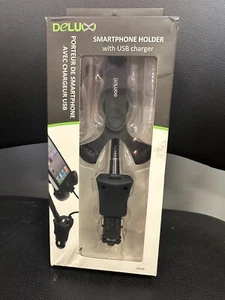 Delux Smartphone Holder With USB Charger Black And New - Picture 1 of 2