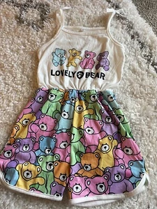 Teddy Bear Romper Sz 6 Comfy Cozy Cute Athletic Girls Minimalistic X - Picture 1 of 4