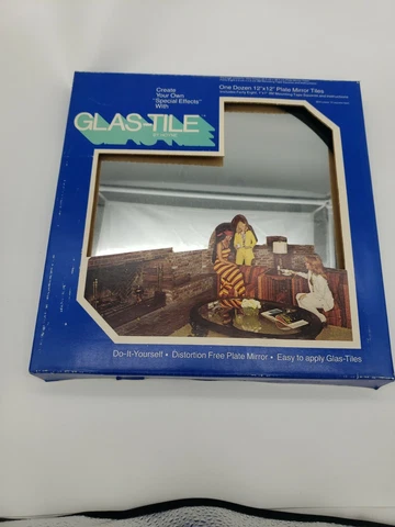 Vintage 1975 Mirrored glass Glas-Tile by Hoyne 12x12 Unused! Sealed box Cover