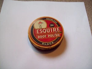 Vintage 1950s Esquire Shoe Shine Polish Black Tin With Some Polish - Picture 1 of 3