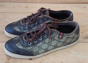 AUTHENTISCHE GUCCI 204283 37 G CANVAS LEDER SCHNÜRER SNEAKER GR 38 G ITALY - Bild 1 von 8