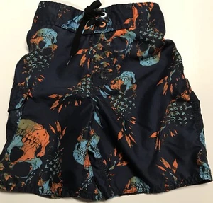 Joe Boxer Navy and Orange Swim Trunks With Pineapple Skulls Boys Size 4/5 - Picture 1 of 5