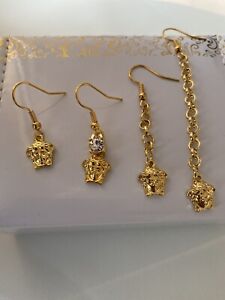 Celebrity Inspired Greek Gold Small Medusa Design Vintage Boho Style Earrings