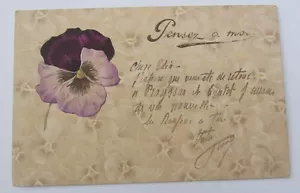 Cartolina d'epoca rilievo Fiori - Viole - postcard - tarjeta 1905 - Picture 1 of 1
