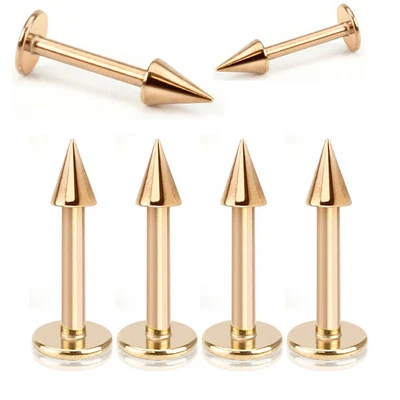 Piercing de 4 piezas con clavos de oro rosa IP acero quirúrgico hélice labio Labret Monroe 14 g Foto 1 de 2