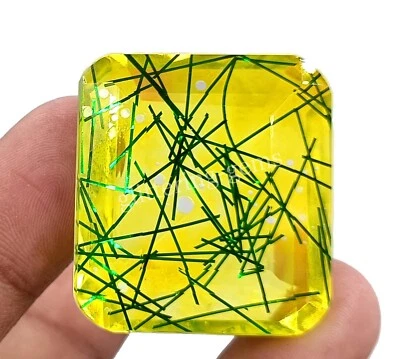 113.80 CT Top Quality Rutilated Quartz Certified 113.8Ct Emerald Cut Gemstone NA - Image 1 of 4