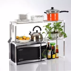 Etagère de rangement Extensible chrome 2 étagères four à micro-ondes stockage - Imagen 1 de 5
