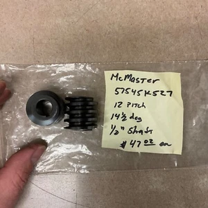 LOT OF 2 McMASTER CARR 57545K527 Worm Gears 12 PITCH, 14.5 DEGREE, 1/2” BORE NOS - Picture 1 of 3