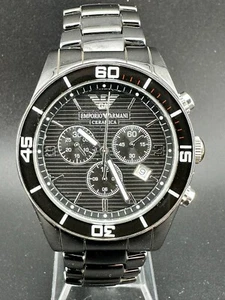 Emporio Armani Ceramica Men's Chronograph Black Dial Date Quartz 43mm AR1421 - Picture 1 of 17