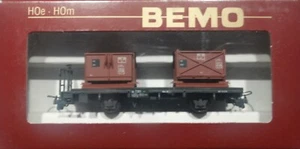 BEMO   2258 111   (Spur H0m)   Kiesbehälterwagen + OVP - Bild 1 von 2