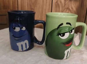 M&M Candy Character Coffee Mugs Green & Blue 2011 Official Licensed Product - Picture 1 of 6