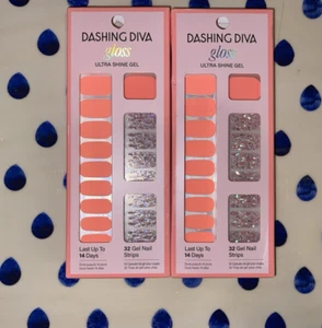 Dashing Diva Gloss Ultra Shine Gel  Nail Strips Lot of 2 Papaya Breeze - Picture 1 of 8