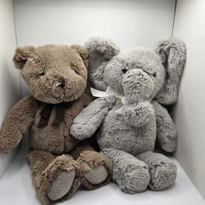 Pottery Barn Kids Elephant And Bear Plush Stuffed Animals In EUC Super Soft - Picture 1 of 8