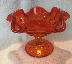 De colección Vidrio Vikingo Georgiano6900 Pedestal de Panal Compota Caqui Naranja - Imagen 1 de 4