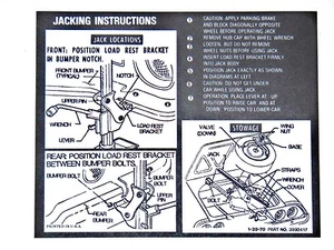 New trunk lid jack instruction sticker Camaro 70 RS SS Z28 - Picture 1 of 1