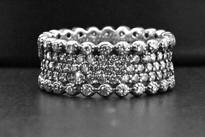 Breiter Eternity-Bandring 925 Sterlingsilber Rundschliff schwarz antik CZ Zirkonia - Bild 1 von 4