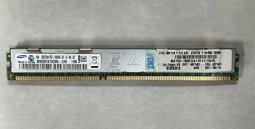 LOT OF 6 Samsung IBM 8GB  PC3-10600 ECC DDR3 46C0568 43X5318 - Image 1 of 1