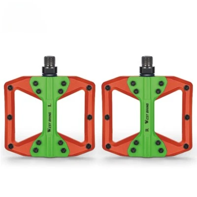Pedales de bicicleta de nailon DU rodamiento MTB pedales de bicicleta plataforma 9/16 en negro naranja Foto 1 de 4