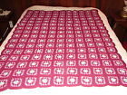 New Handcrafted Granny Square Pattern Crochet Afghan Throw Blanket Multi Pinks