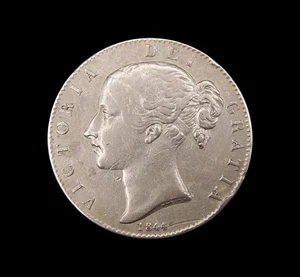 VICTORIA 1844 SILVER YOUNG HEAD CROWN - UNFINISHED DIE VARIETY - Picture 1 of 2
