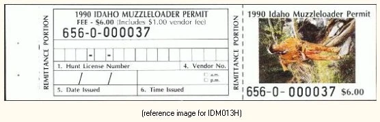 D2K Idaho Muzzle-Loading 1990 $6.00 with info tab - Image 1 of 1