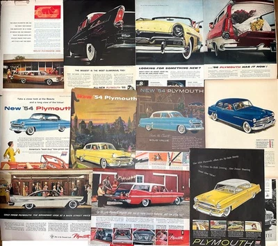 WOW! 50 CHRYSLER PLYMOUTH classic automobile magazine ads  1940s, 1950s. 1960s - Image 1 of 4