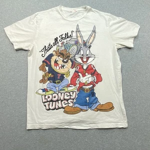 Lonney Tunes x Shoe Palace White T-Shirt Unisex Sz L Cartoon Graphic Distressed - Picture 1 of 10