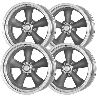 (Set of 4) Staggered-American Racing VN215 Torq Thrust II 17" 5x5" Gunmetal Rims Foto 1 de 4